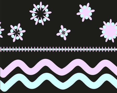 Cute seamless pattern with waves and abstract floral design.のイラスト素材