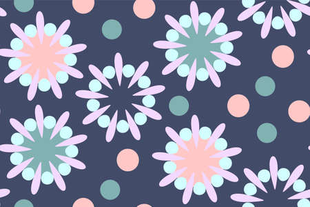 Abstract dots and floral pattern, retro style illustration.のイラスト素材