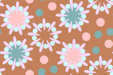 Abstract dots and floral pattern, retro style illustration.のイラスト素材