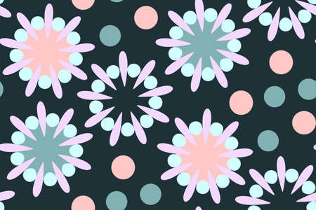 Cute seamless pattern in retro style. Round shapes, vector illustration.のイラスト素材