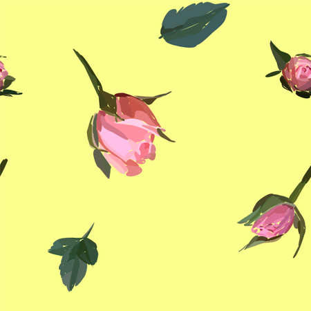 Floral seamless background pattern. Watercolor pink garden roses in hand drawn style. Elegant flowers, vector illustration for textile, wrapping paper, wedding card.のイラスト素材