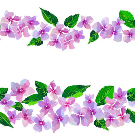 Lilac wild flowers seamless pattern. Small flowers and leaves hand drawn. Vector illustration for textile, wrapping, scrap booking.のイラスト素材