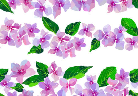 Lilac wild flowers seamless pattern. Small flowers and leaves hand drawn. Vector illustration for textile, wrapping, scrap booking.のイラスト素材