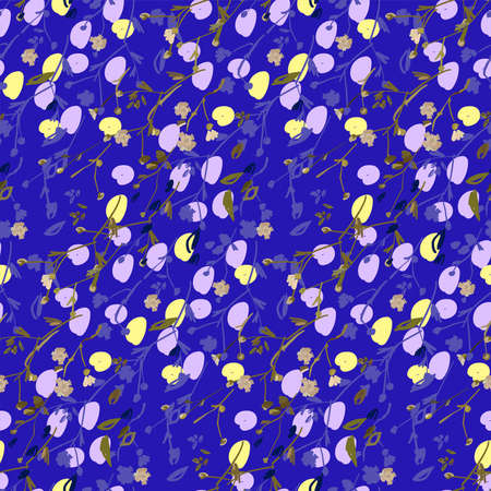 Floral design seamless pattern on white background. Summer wild flowers, leaves  and plant hand drawn. Vector illustration for textile, wrapping, fabric prints, scrapbooking.のイラスト素材