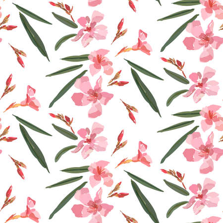 Pink flower seamless pattern on a white backgroundのイラスト素材