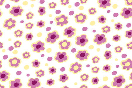 Summer small flowers seamless pattern. Botanical illustration hand drawn vector floral design for fashion prints, scrapbook, wrapping paper.のイラスト素材