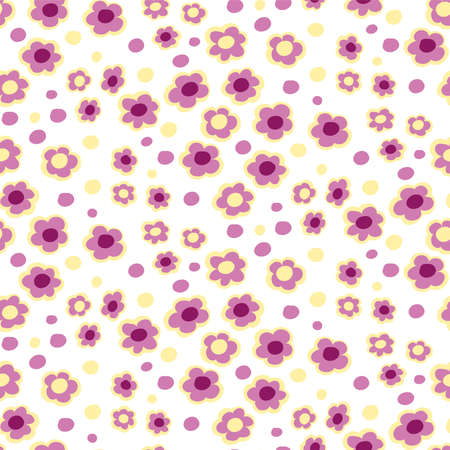 Summer small flowers seamless pattern. Botanical illustration hand drawn vector floral design for fashion prints, scrapbook, wrapping paper.のイラスト素材