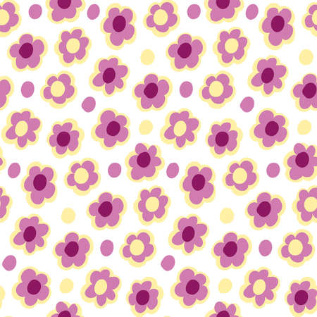 Pink and yellow flowers seamless pattern illustrationのイラスト素材