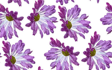 Garden flowers seamless pattern on white background. Botanical illustration hand drawn. Vector floral design for fashion prints, scrapbook, wrapping paper.のイラスト素材