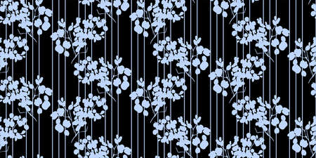 Floral seamless pattern with different flowers and leaves vector illustration.のイラスト素材