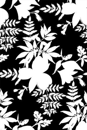 Floral seamless pattern with different flowers and tropical leaves. Botanical illustration hand painted. Textile print, fabric swatch, wrapping paper.のイラスト素材