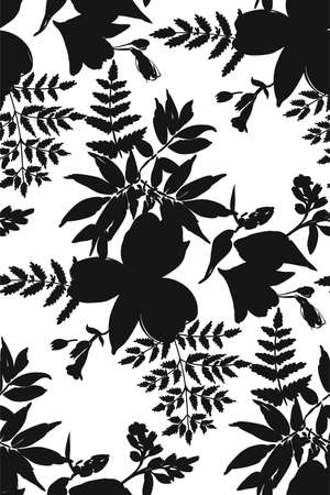 Floral seamless pattern with different flowers and tropical leaves. Botanical illustration hand painted. Textile print, fabric swatch, wrapping paper.のイラスト素材