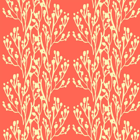 Floral seamless background pattern with wild flowers and leaves. Botanical illustration  hand drawn.Textile print, fabric swatch, wrapping paper.のイラスト素材