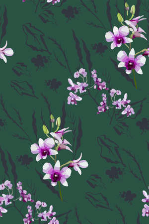 Floral seamless pattern with different flowers and leaves. Botanical illustration  hand painted. Textile print, fabric swatch, wrapping paper.のイラスト素材