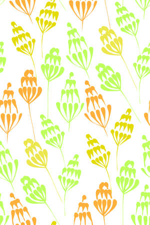 Floral design seamless background pattern hand drawn. Vector illustration in retro style.Textile print, fabroc swatch, wrapping paper.のイラスト素材