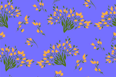 Floral seamless pattern with different flowers and leaves. Botanical illustration  hand painted. Textile print, fabric swatch, wrapping paper.のイラスト素材