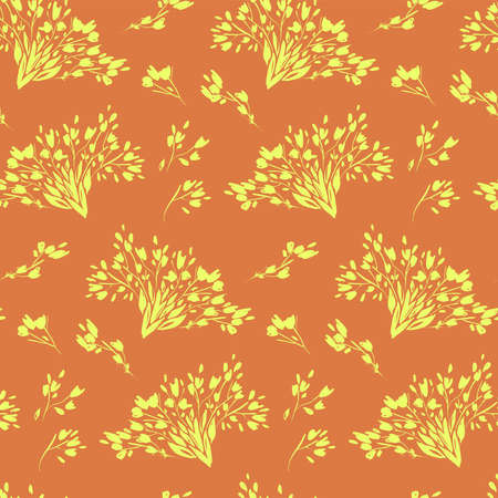 Floral seamless pattern with different flowers and leaves. Botanical illustration  hand painted. Textile print, fabric swatch, wrapping paper.のイラスト素材