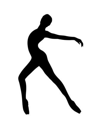 Silhouette of a dancing girl. Ballet Dancer girl isolated. Vector illustration hand drawn.のイラスト素材