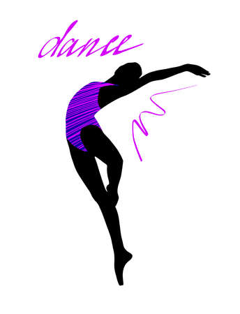 Silhouette of a dancing girl. Ballet Dancer girl isolated. Vector illustration hand drawn.のイラスト素材