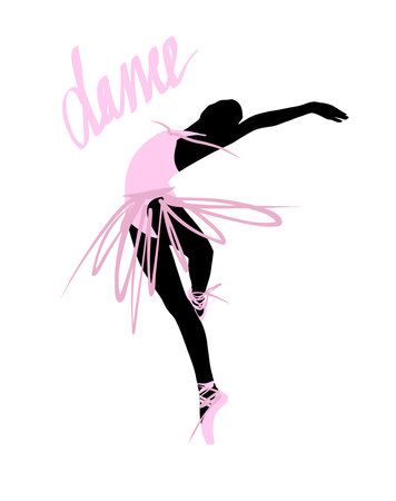 Silhouette of a dancing girl. Ballet Dancer girl isolated. Vector illustration hand drawn.のイラスト素材