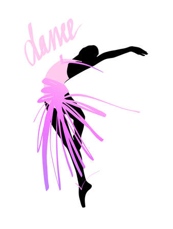 Silhouette of a dancing girl. Ballet Dancer girl isolated. Vector illustration hand drawn.のイラスト素材