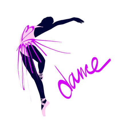 Silhouette of a dancing girl. Ballet Dancer girl isolated. Vector illustration hand drawn.のイラスト素材