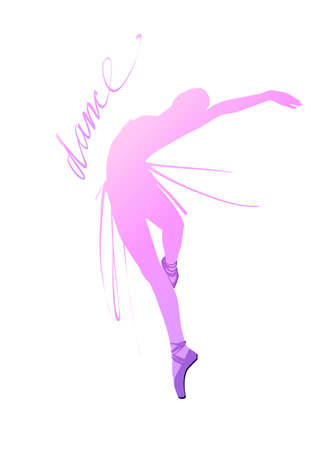 Silhouette of a dancing girl. Ballet Dancer girl isolated. Vector illustration hand drawn.のイラスト素材