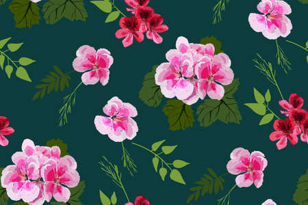 Floral seamless pattern with different flowers and leaves. Botanical illustration  hand painted. Textile print, fabric swatch, wrapping paper.のイラスト素材