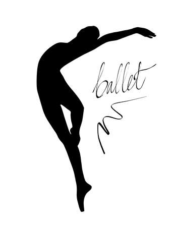 Silhouette of a dancing girl. Ballet Dancer girl isolated. Vector illustration hand drawn.のイラスト素材
