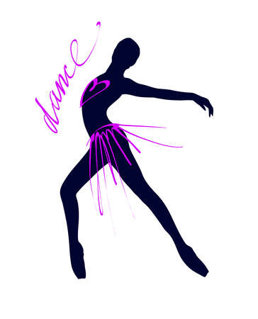 Silhouette of a dancing girl. Ballet Dancer girl isolated. Vector illustration hand drawn.のイラスト素材