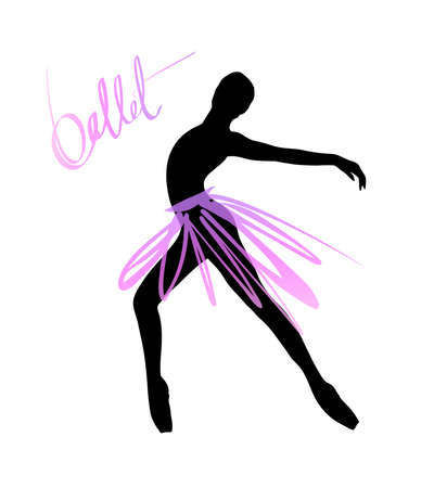 Silhouette of a dancing girl. Ballet Dancer girl isolated. Vector illustration hand drawn.のイラスト素材