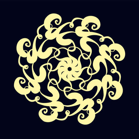 Ethnic vector illustration hand drawn. Line art circle pattern, oriental style. Indian ornament.のイラスト素材