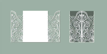 Laser cut panel design. Floral design wall decor. Vector template for cutting. Invitation card.のイラスト素材