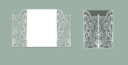 Laser cut panel design. Floral design wall decor. Vector template for cutting. Invitation card.のイラスト素材