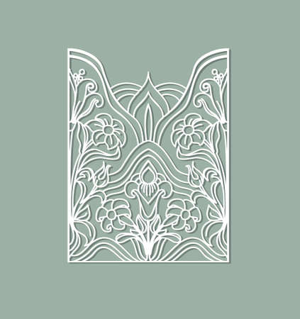 Laser cut panel design. Floral design wall decor. Vector template for cutting. Invitation card.のイラスト素材