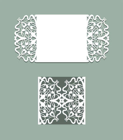 Laser cut panel design. Floral design wall decor. Vector template for cutting. Invitation card.のイラスト素材