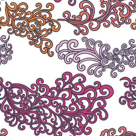 Doodle pattern. Vector illustration hand drawn. Thin line drawing. Swirls seamless background pattern , oriental style. Vectorのイラスト素材
