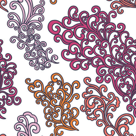 Doodle pattern. Vector illustration hand drawn. Thin line drawing. Swirls seamless background pattern , oriental style. Vectorのイラスト素材