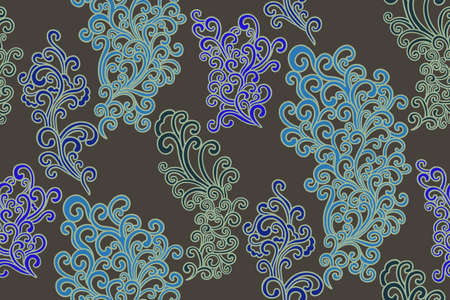 Doodle pattern. Vector illustration hand drawn. Thin line drawing. Swirls seamless background pattern , oriental style. Vectorのイラスト素材