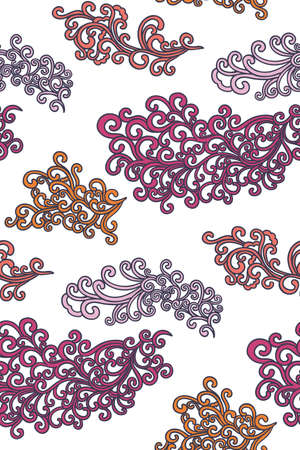 Doodle pattern. Vector illustration hand drawn. Thin line drawing. Swirls seamless background pattern , oriental style. Vectorのイラスト素材