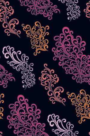 Doodle pattern. Vector illustration hand drawn. Thin line drawing. Swirls seamless background pattern , oriental style. Vectorのイラスト素材