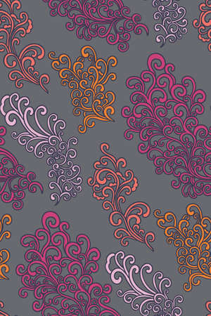 Doodle pattern. Vector illustration hand drawn. Thin line drawing. Swirls seamless background pattern , oriental style. Vectorのイラスト素材