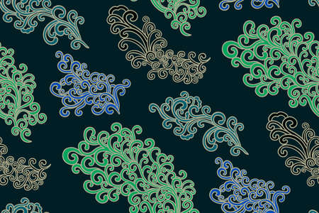 Doodle pattern. Vector illustration hand drawn. Thin line drawing. Swirls seamless background pattern , oriental style. Vectorのイラスト素材