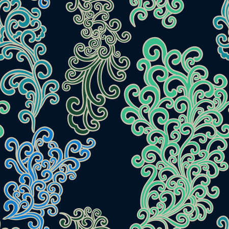 Doodle pattern. Vector illustration hand drawn. Thin line drawing. Swirls seamless background pattern , oriental style. Vectorのイラスト素材