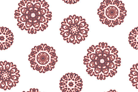 Mandala pattern. Seamless background pattern in oriental style. Vector. Textile design, fabric swatch ,wrapping paper, surface.のイラスト素材