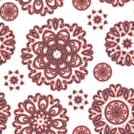 Mandala pattern. Seamless background pattern in oriental style. Vector. Textile design, fabric swatch ,wrapping paper, surface.のイラスト素材