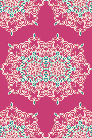 Mandala pattern. Seamless background pattern in oriental style. Vector. Textile design, fabric swatch ,wrapping paper, surface.のイラスト素材