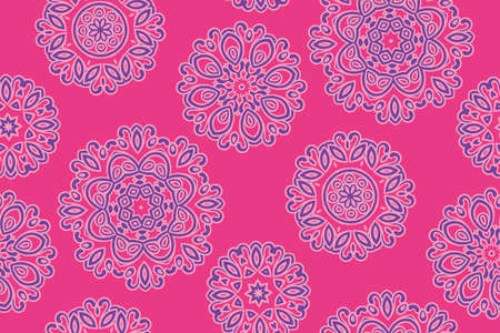 Mandala pattern. Seamless background pattern in oriental style. Vector. Textile design, fabric swatch ,wrapping paper, surface.のイラスト素材