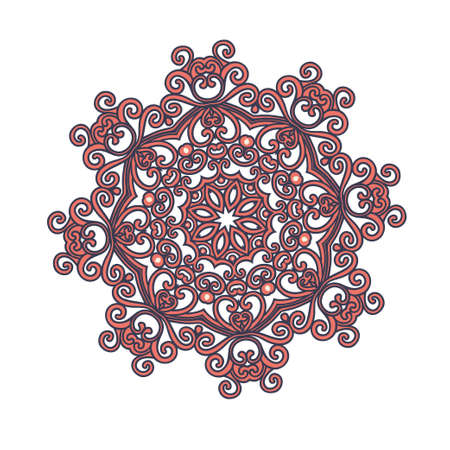 Creative mandala design. Symmetrical kaleidoscope pattern in oriental style. Line art. Vector.のイラスト素材