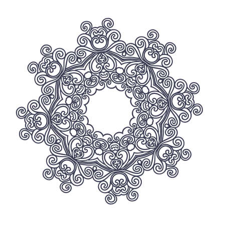Creative mandala design. Symmetrical kaleidoscope pattern in oriental style. Line art. Vector.のイラスト素材